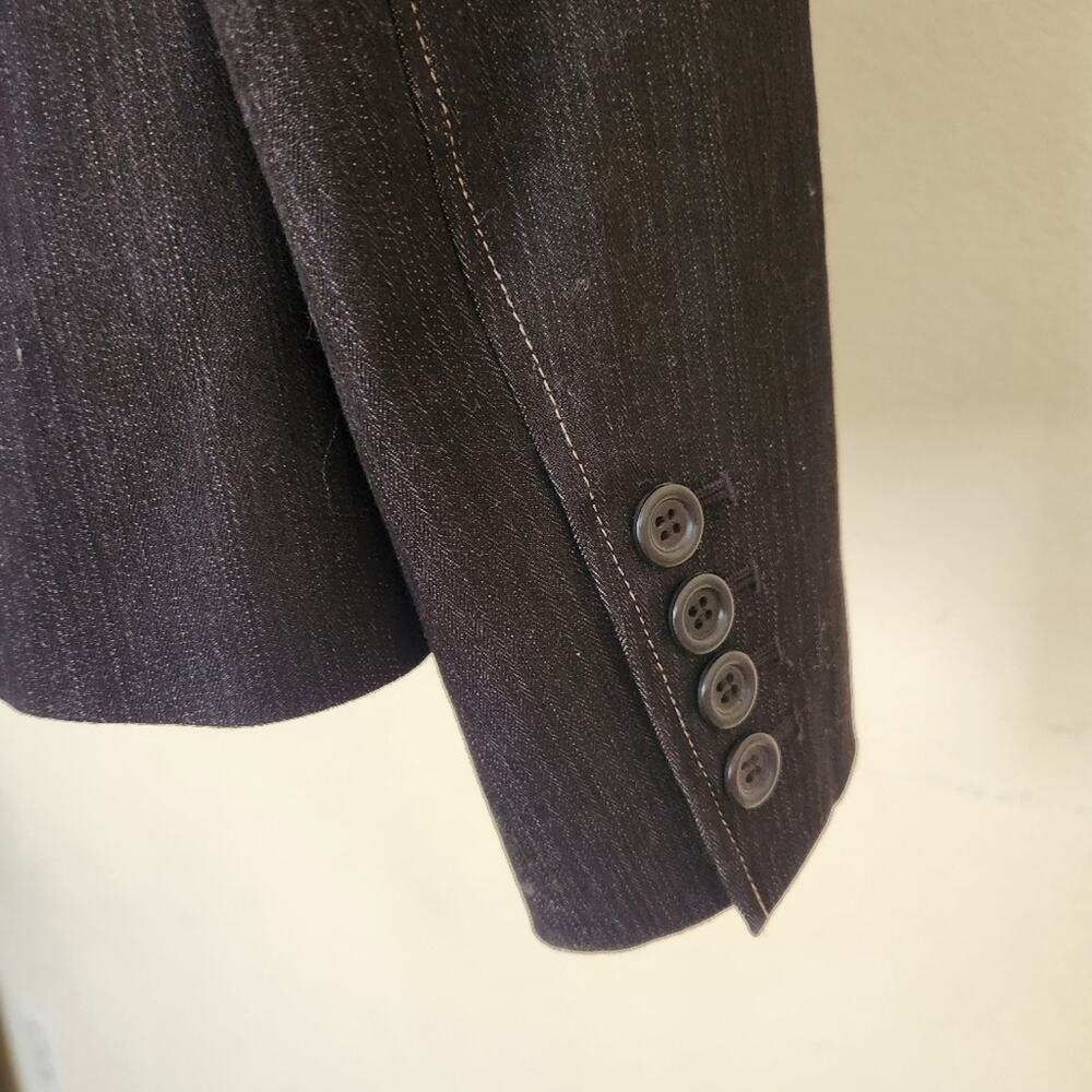 LOFT Ann Taylor Black Striped Blazer - White Contrast Stitch - Lace-Up Back - 10 - Picture 10 of 13